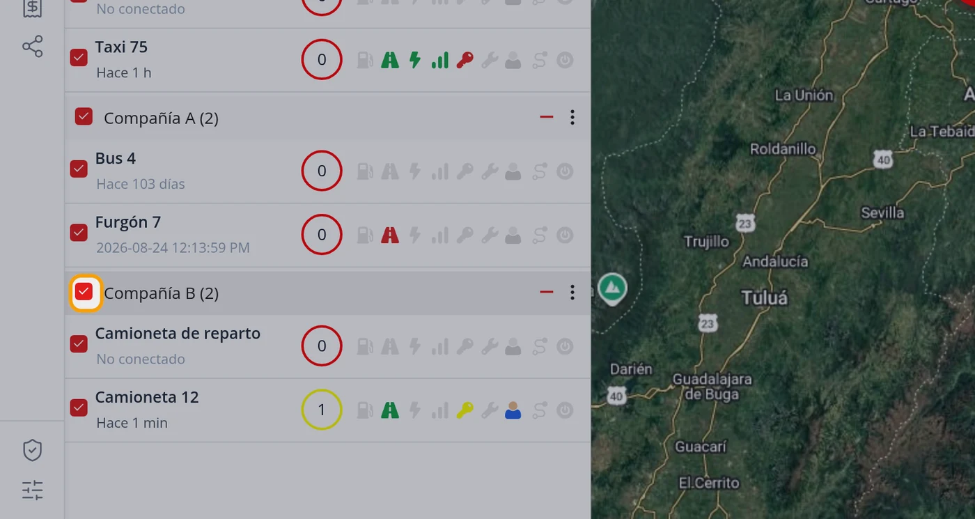 Vea en el mapa solo una compañía