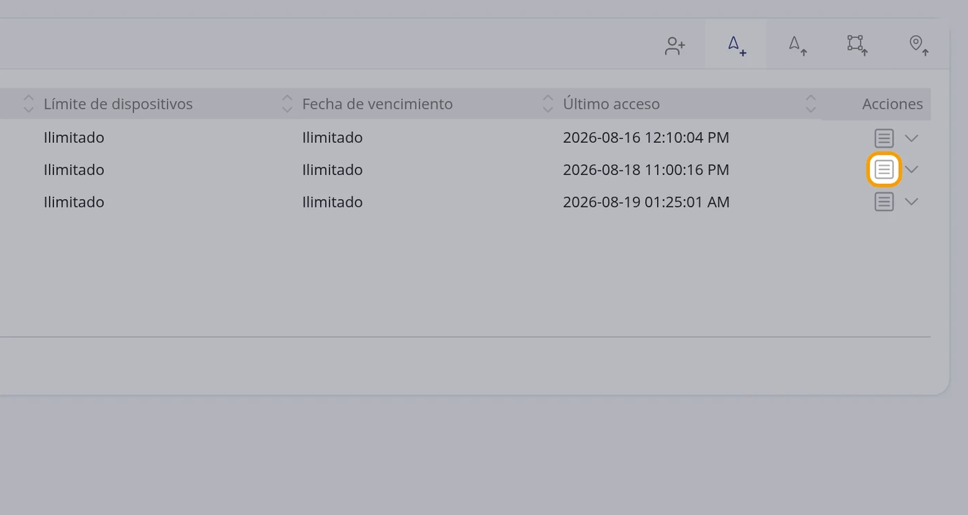 Paso 3: Abra las acciones de ese usuario