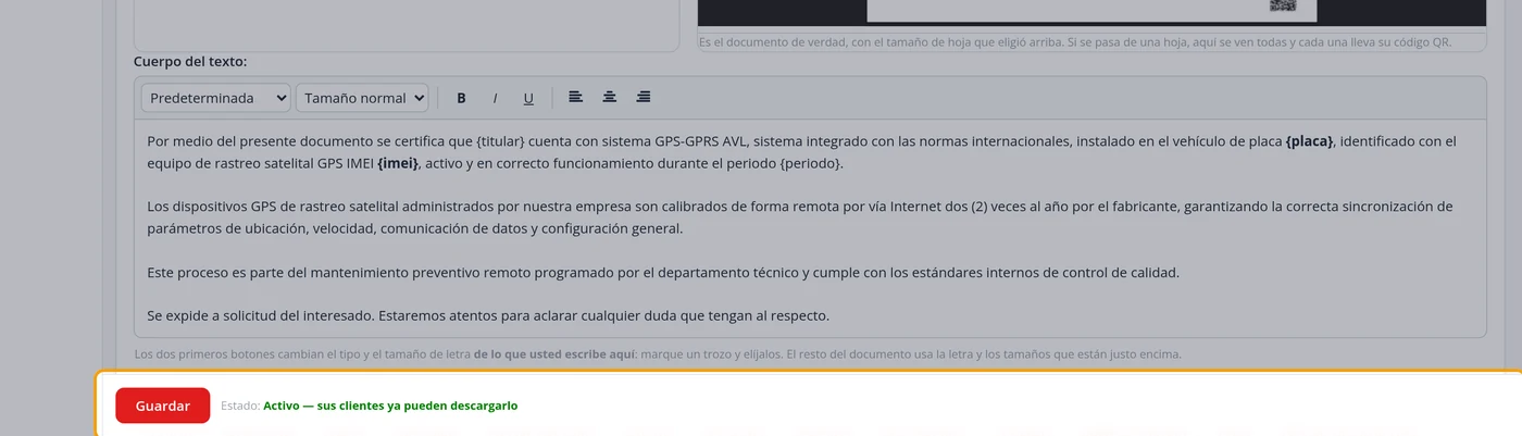 Guarde y actívelo