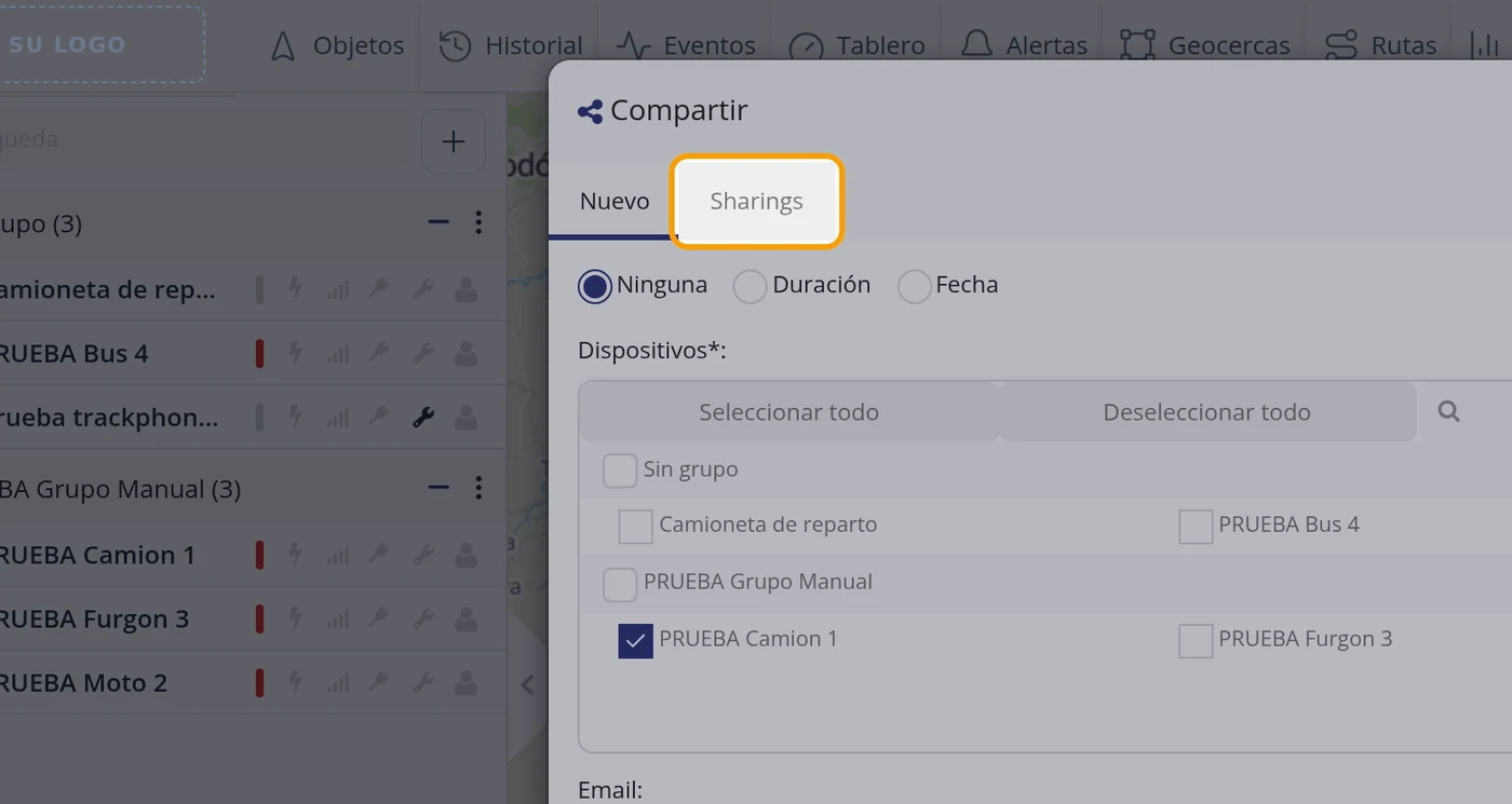 Paso 10: Vuelva a abrir Compartir y pase a Sharings