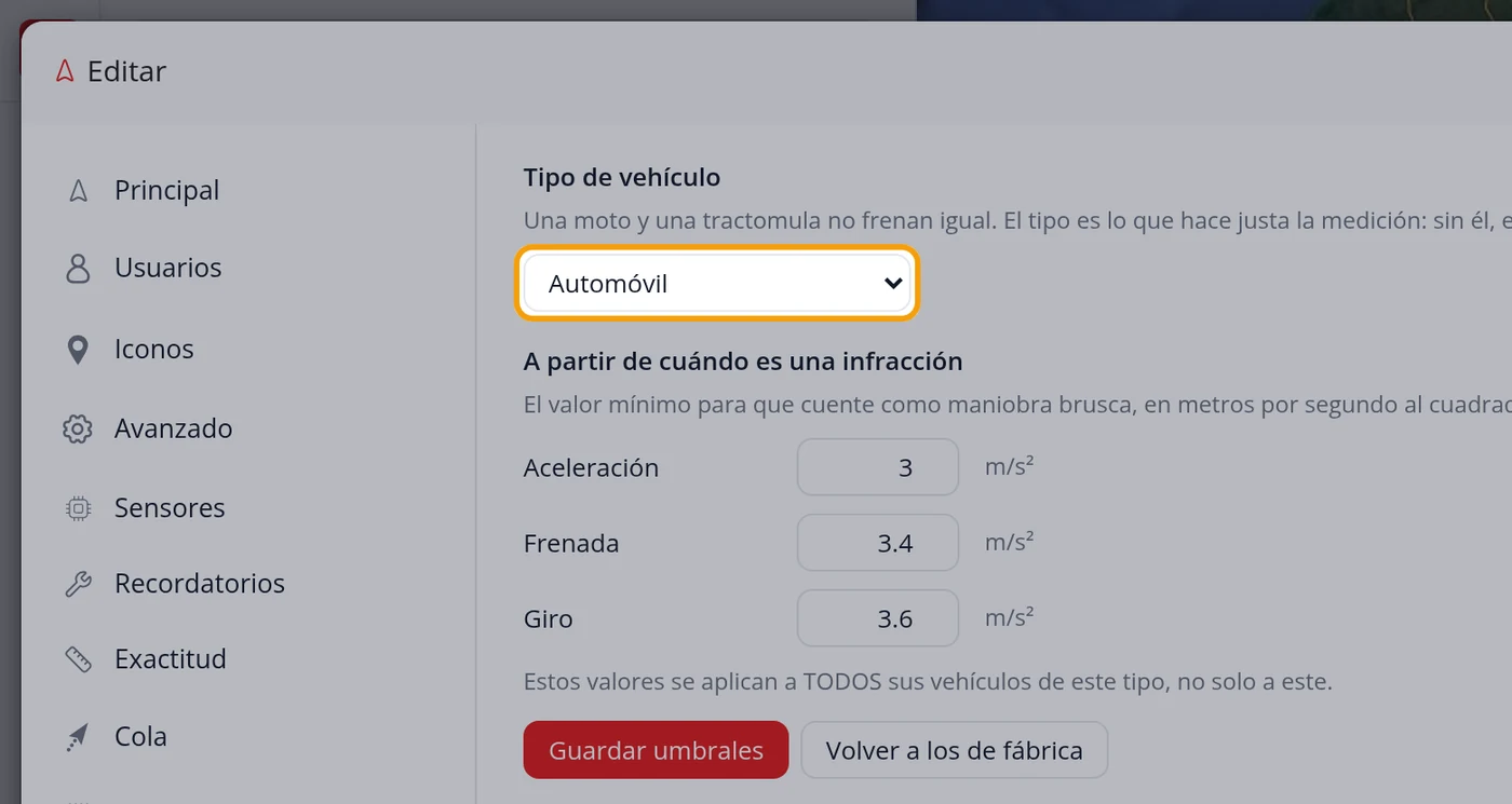 Elija el Tipo de vehículo