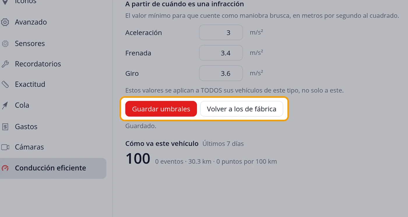 Si los cambió, pulse Guardar umbrales