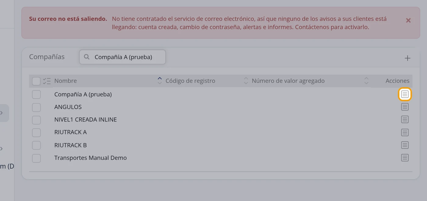 Abra esa compañía para editarla