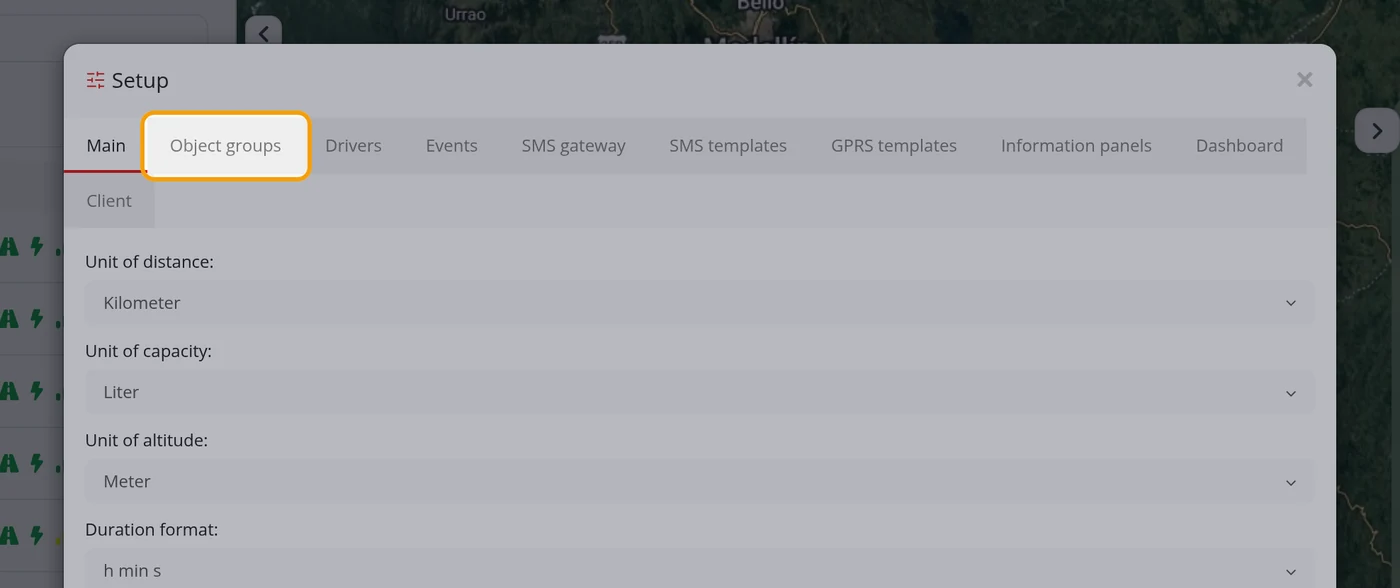 Open the Object groups tab