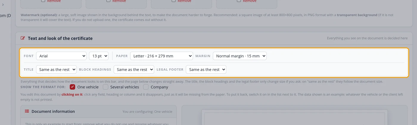 The top bar controls how it looks