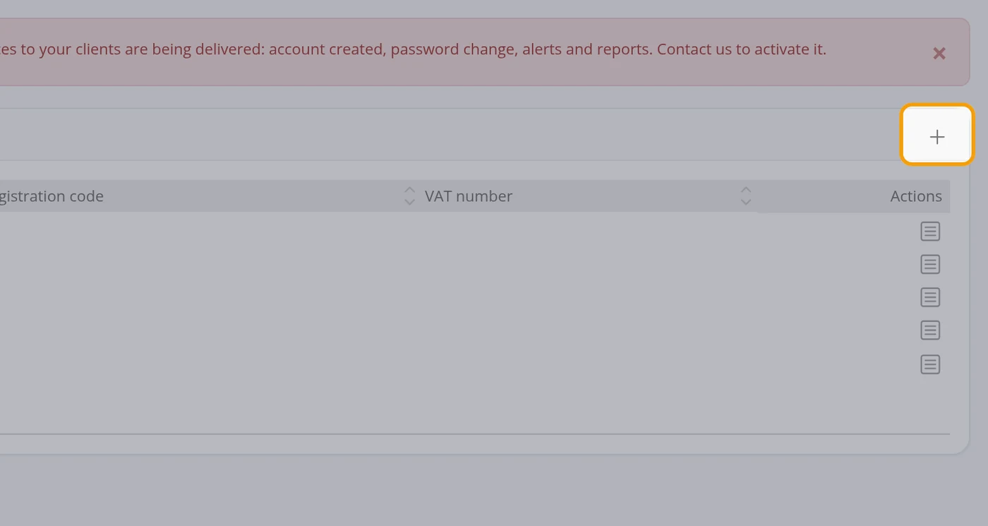 Click the + button to create the company
