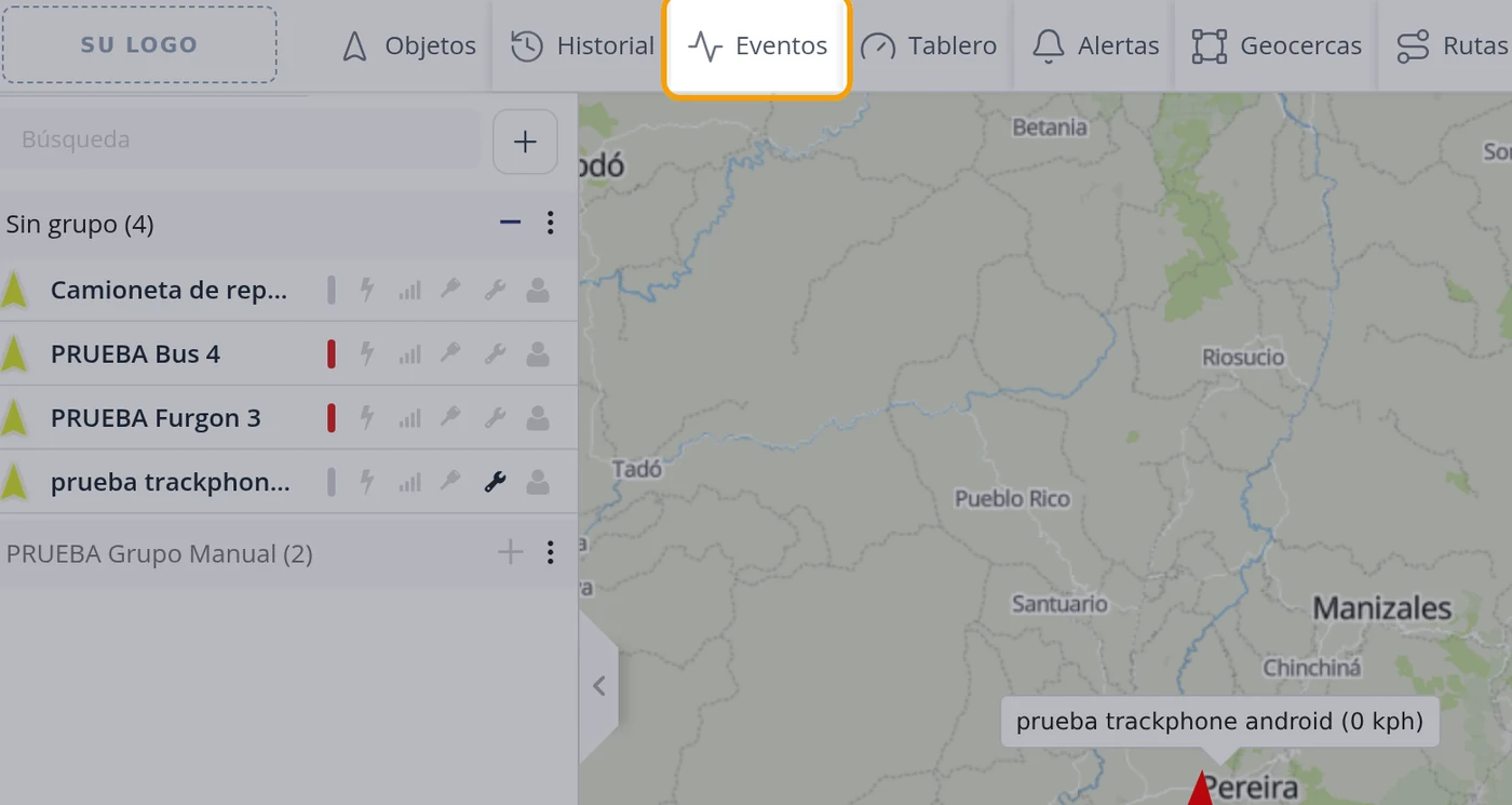 Paso 1: Pulse Eventos en la barra de arriba