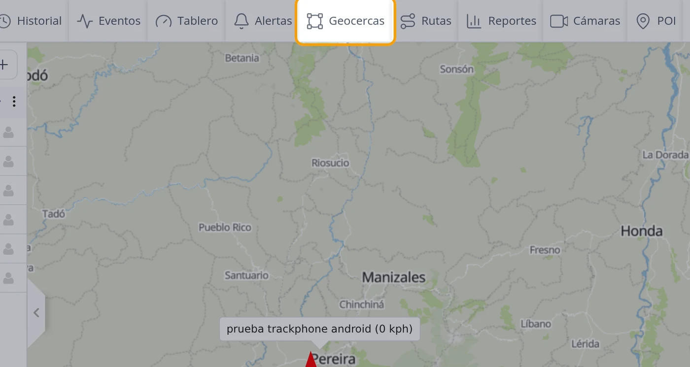 Paso 1: Pulse Geocercas en la barra de arriba