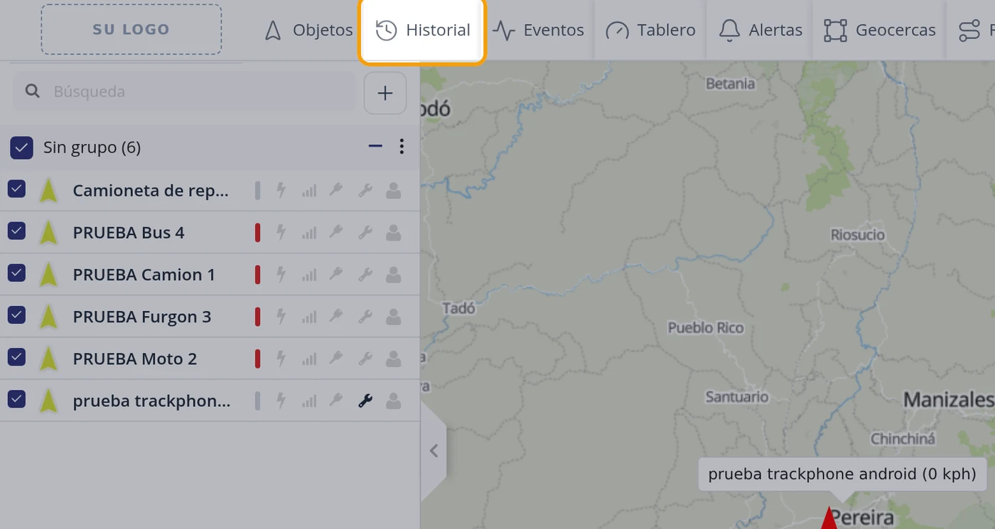 Paso 1: Pulse Historial en la barra de arriba