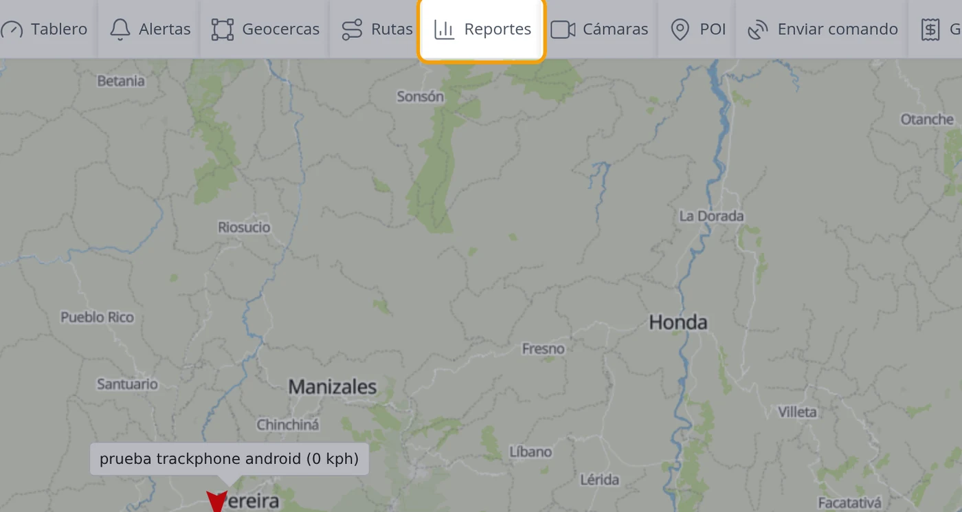 Paso 1: Pulse Reportes en la barra de arriba