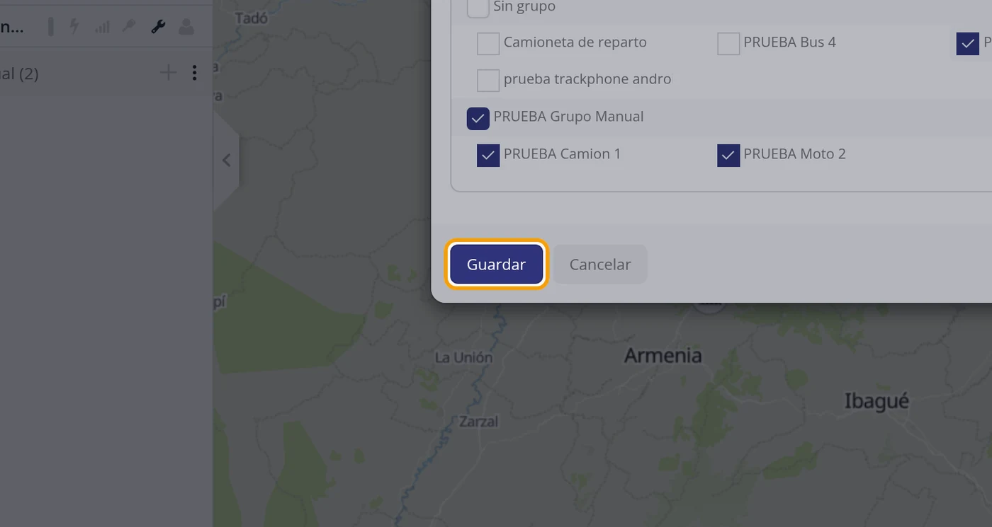 Paso 40: Marque el vehículo que quiere meter y guarde