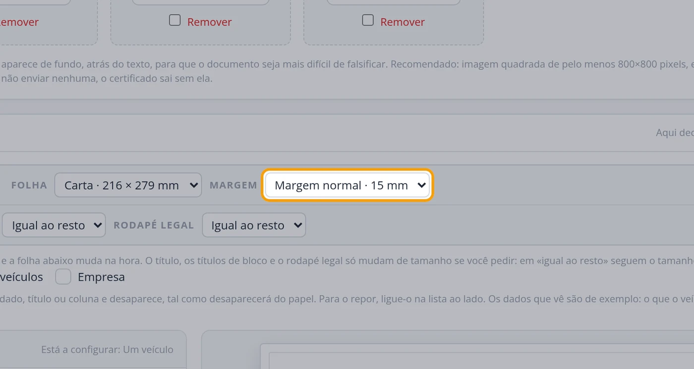 Escolha a margem, se quiser