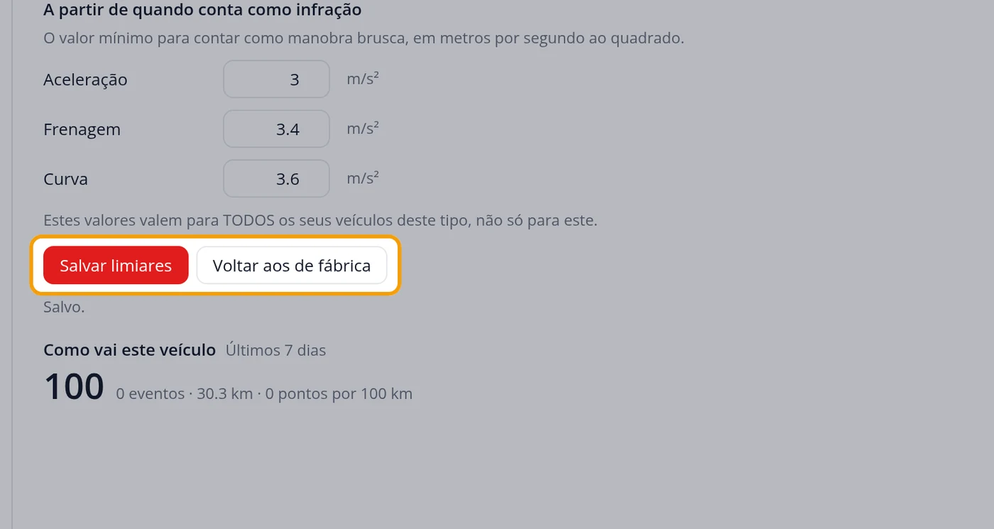 Se os mudou, clique em Salvar limiares