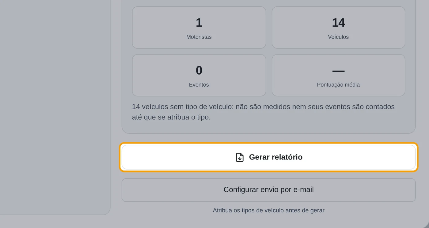 Escolha período, veículos e formatos, e clique em Gerar relatório