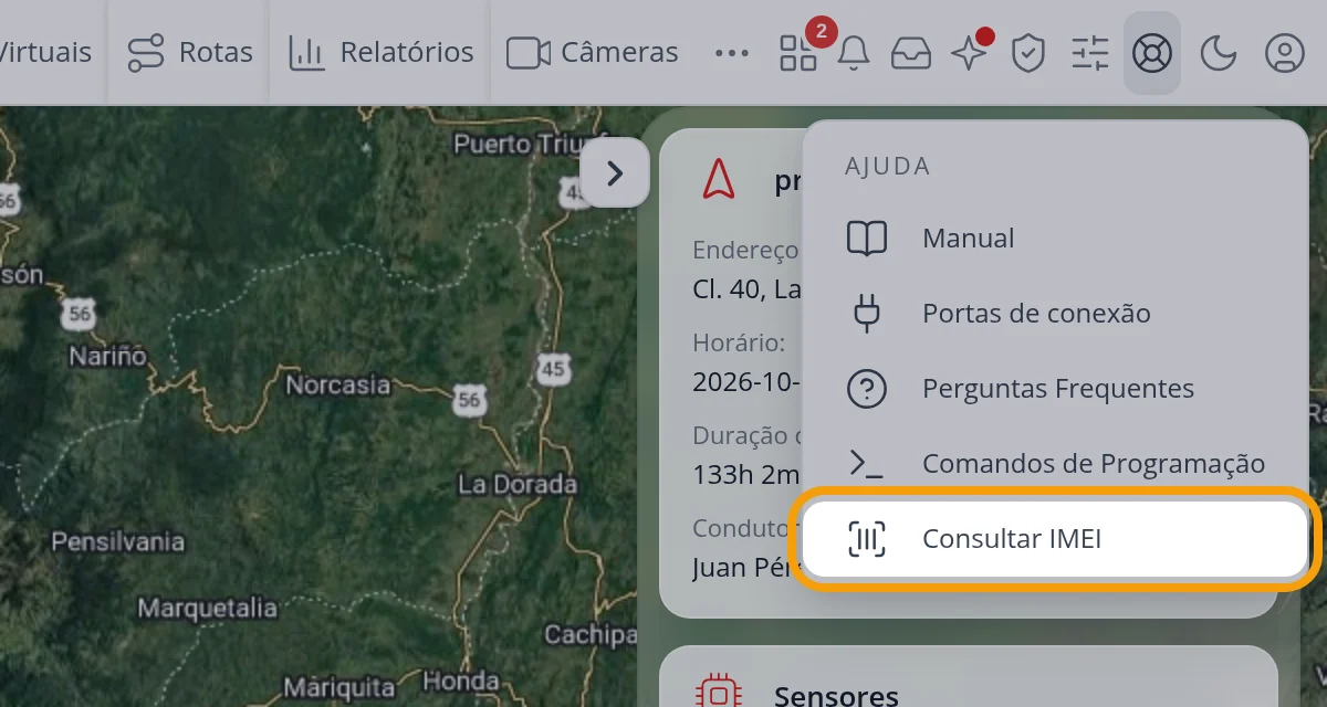 Clique em «Consultar IMEI»