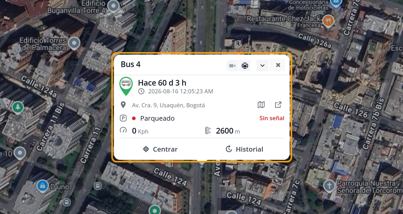 Clique no veículo no mapa