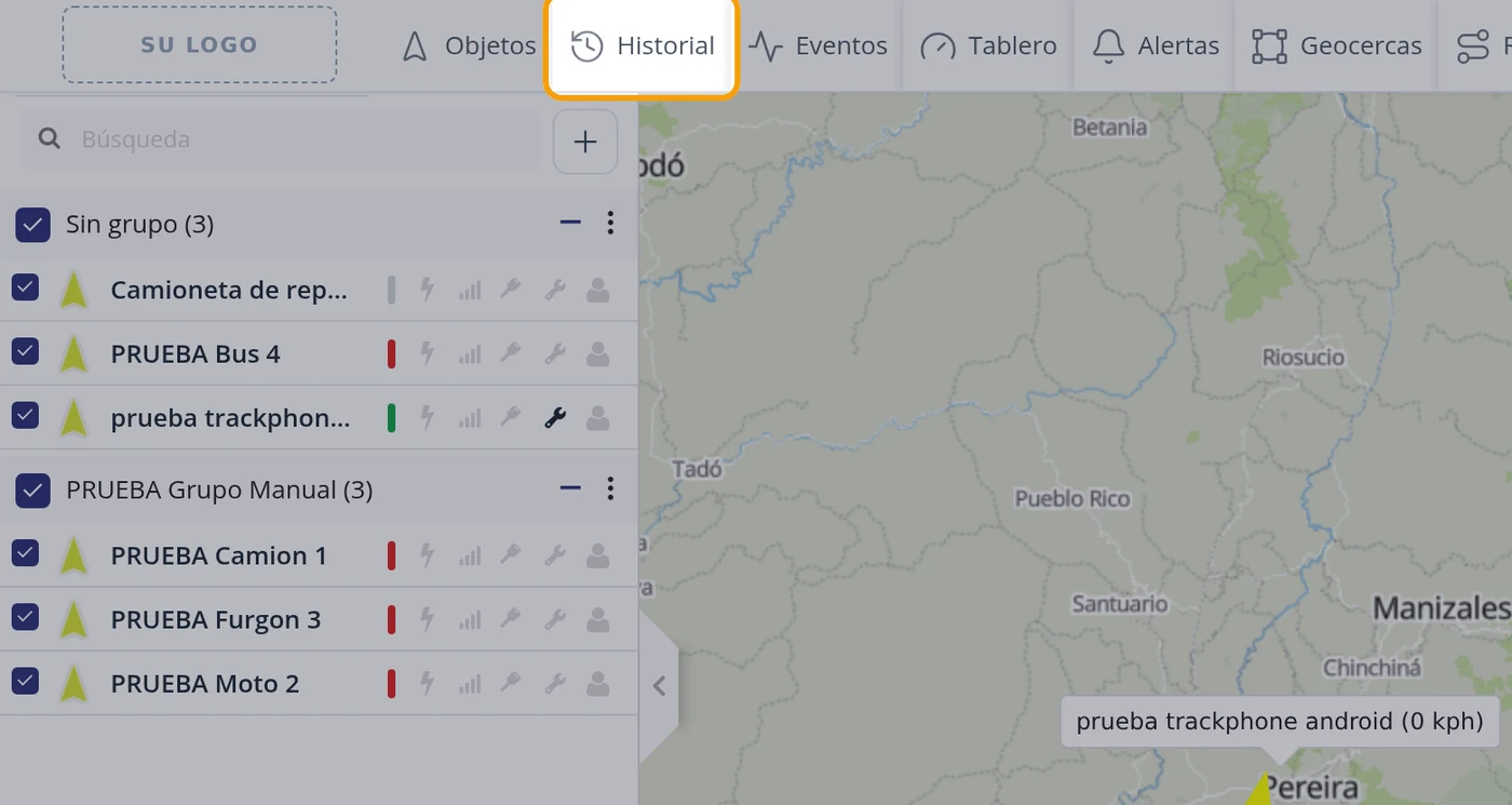 Paso 1: Pulse Historial en la barra de arriba
