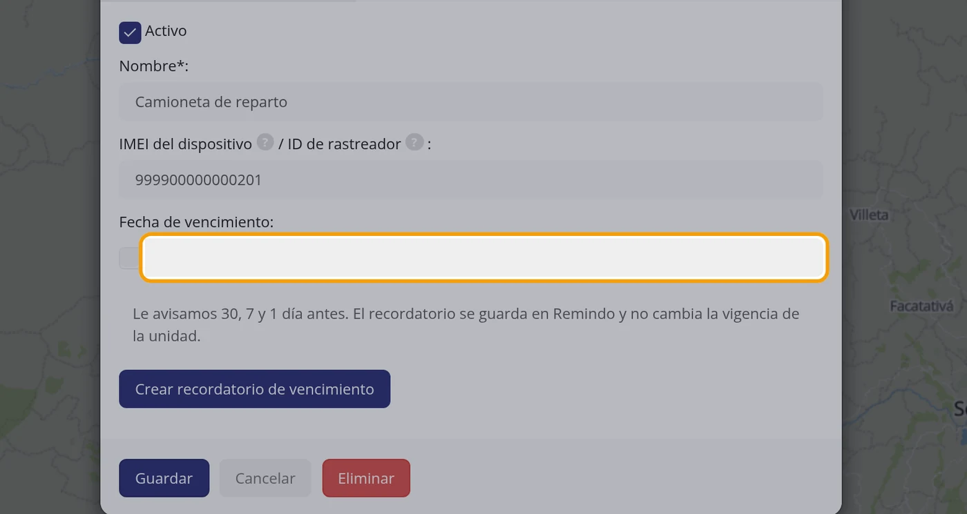 Paso 1: Abra la ficha del vehículo y busque la fecha de vencimiento